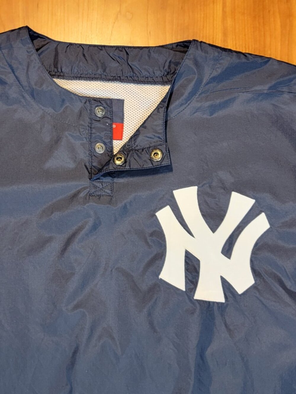 Vintage 90s MLB Navy New York Yankees Majestic Pullover Nylon Rain Jacket - M - Picture 10 of 13